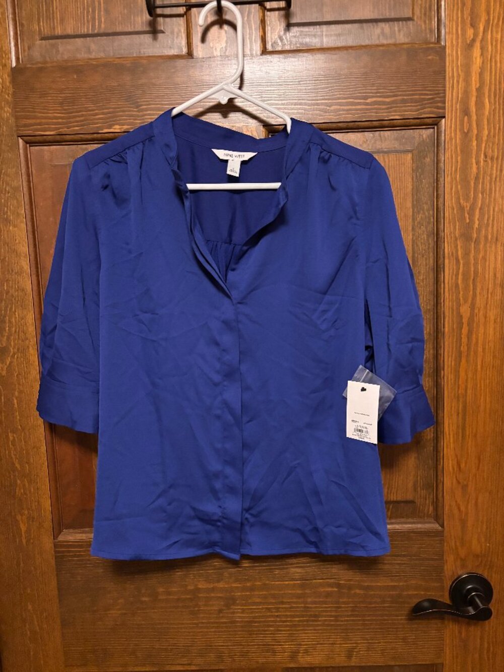 Nine West Royal Blue 3/4 Sleeve Blouse Women’s L NWT